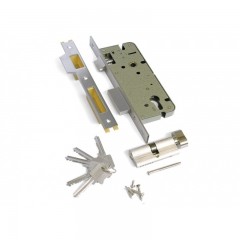 Замок врезной ARCHIE L03-45-70 TR N (цилиндр ключ-завертка, никель)