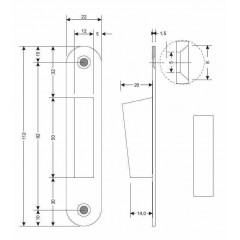 Защёлка врезная магнитная сантехническая ADDEN BAU. WC MAG 5090 GOLD (цвет ЗОЛОТО БЛЕСТЯЩЕЕ)