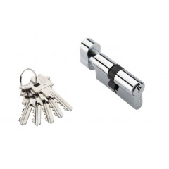 Ключевой цилиндр 60мм. 5 кл. ADDEN BAU. CYL 5-60 KNOB CHROME (цвет ХРОМ БЛЕСТЯЩИЙ)