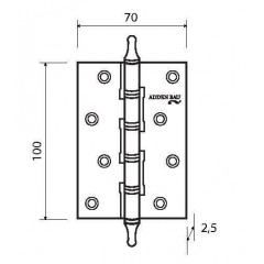 Петля универсальная с четырьмя подшипниками ADDEN BAU. 100X70X2.5 4W AGED SILVER (цвет СОСТАРЕННОЕ СЕРЕБРО)