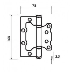 Петля дверная универсальная без врезки с двумя подшипниками ADDEN BAU. 100X75X2.5 BUT BLACK (цвет ЧЁРНЫЙ)
