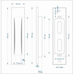 Ручки-купе для раздвижных дверей прямоугольные SDH-03 SN (никель, комплект 2 шт.)