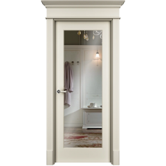 Дверь Офрам НАФТА-Z-Z с зеркалом, эмаль кремовая RAL 9001