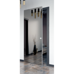 Дверь Офрам 1001 с зеркалом  на скрытой раздвижной системе, эмаль белая