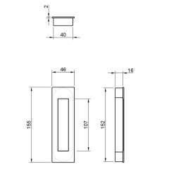 Ручка для раздвижных дверей Tupai 3076 16 satin stainless steel