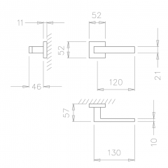 Ручка Tupai Square 2275 Q-153 Special (дв. полотно 60 мм) черный