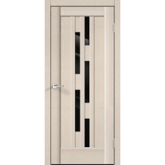 Деверь межкомнатная SoftTouch SoftTouch PREMIER 8 цвет Ясень капучино структурный стекло Лакобель черное