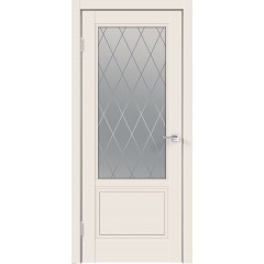 Дверное полотно Эмаль SCANDI 2V цвет Слоновая кость стекло РОМБ Мателюкс