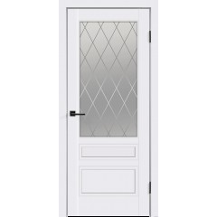 Дверное полотно Эмаль SCANDI 3V цвет Белый стекло РОМБ Мателюкс