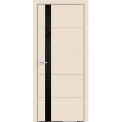 Дверное полотно Эмаль SCANDI F Z1 цвет Слоновая кость стекло Лакобель черное