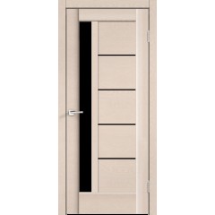 Деверь межкомнатная SoftTouch SoftTouch PREMIER 3 цвет Ясень капучино структурный стекло Лакобель черное