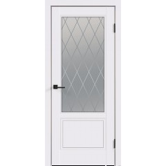 Дверное полотно Эмаль SCANDI 2V цвет Белый стекло РОМБ Мателюкс