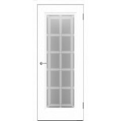 Дверное полотно SoftTouch ALTO 9 со стеклом цвет Ясень белый структурный стекло каленое Английская Решетка