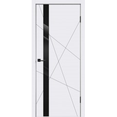 Деверь межкомнатная Эмаль SCANDI S Z1 цвет Белый стекло Лакобель черное