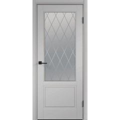 Дверное полотно Эмаль SCANDI 2V цвет Светло-серый стекло РОМБ Мателюкс Дверное полотно Эмаль SCANDI 2V цвет Светло-серый стекло РОМБ Мателюкс