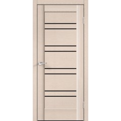 Деверь межкомнатная SoftTouch SoftTouch PREMIER 18 цвет Ясень капучино структурный стекло Лакобель черное