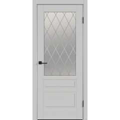 Дверное полотно Эмаль SCANDI 3V цвет Светло-серый стекло РОМБ Мателюкс Дверное полотно Эмаль SCANDI 3V цвет Светло-серый стекло РОМБ Мателюкс