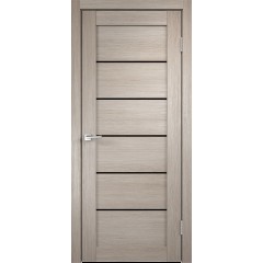 Деверь межкомнатная Экошпон LINEA 1 цвет Капучино стекло Лакобель черное