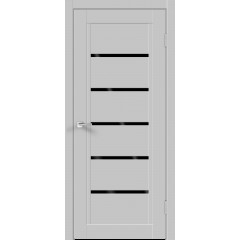 Деверь межкомнатная Экошпон NEXT 1 цвет Серый Эмалит стекло Лакобель черное