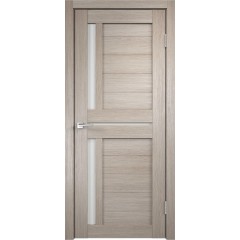 Деверь межкомнатная Экошпон DUPLEX 3 цвет Капучино стекло Лакобель белое