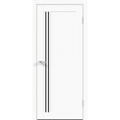 Деверь межкомнатная Экошпон XLINE 8 цвет Белый Эмалит стекло Лакобель черное