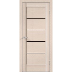 Деверь межкомнатная SoftTouch SoftTouch PREMIER 1 цвет Ясень капучино структурный стекло Лакобель черное