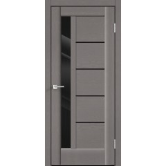 Деверь межкомнатная SoftTouch SoftTouch PREMIER 3 цвет Ясень грей структурный стекло Лакобель черное