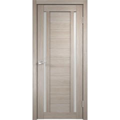 Деверь межкомнатная Экошпон DUPLEX 2 цвет Капучино стекло Лакобель белое