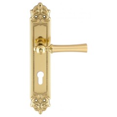 Дверная ручка DEZI (Дези) 309 на планке PL02 CYL матовая латунь / латунь F02 / F01 Дверная ручка DEZI (Дези) 309 на планке PL02 CYL матовая латунь / латунь F02 / F01