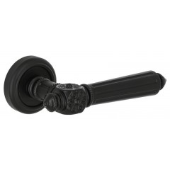 Дверная ручка LEON (Леон) 303 на розетке R01 черный матовый F22