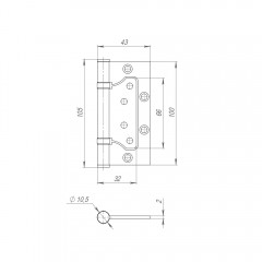 Петля универсальная без врезки IN4300W CP (300-2BB 100x2) (хром)