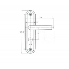 Ручка дверная на планке РФ1-55.08 (медь антик) Ручка дверная на планке РФ1-55.08 (медь антик)