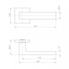 Ручка раздельная K.TRG52.TETRAGON BL-24 черный квадрат 8х170 мм