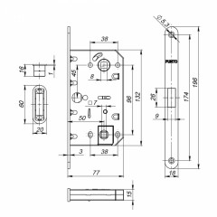 Защелка врезная магнитная ML96WC-50/BL SN (мат. никель) блистер