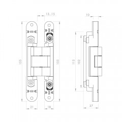 Петля скрытой установки U3D2400.VPG SC мат. хром TECH