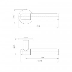 Ручка раздельная R.URS52.ROLL AC-9 медь Ручка раздельная R.URS52.ROLL AC-9 медь