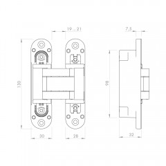 Петля скрытой установки U3D5000.VPG BL черный TECH