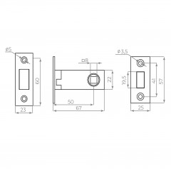 Защелка врезная MAGNLN50-8 GP золото Защелка врезная MAGNLN50-8 GP золото