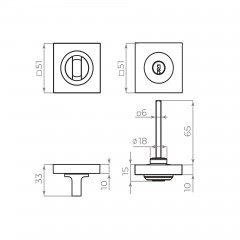 Ручка поворотная с фиксацией ключом BK6.FIX.JK AB-7 бронза Ручка поворотная с фиксацией ключом BK6.FIX.JK AB-7 бронза